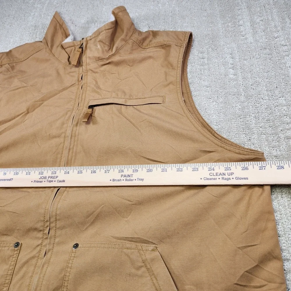 LL Bean Vest Men 2XLT Insulated Quilt Lined Utility Canvas Sherpa Full‎ Zip
